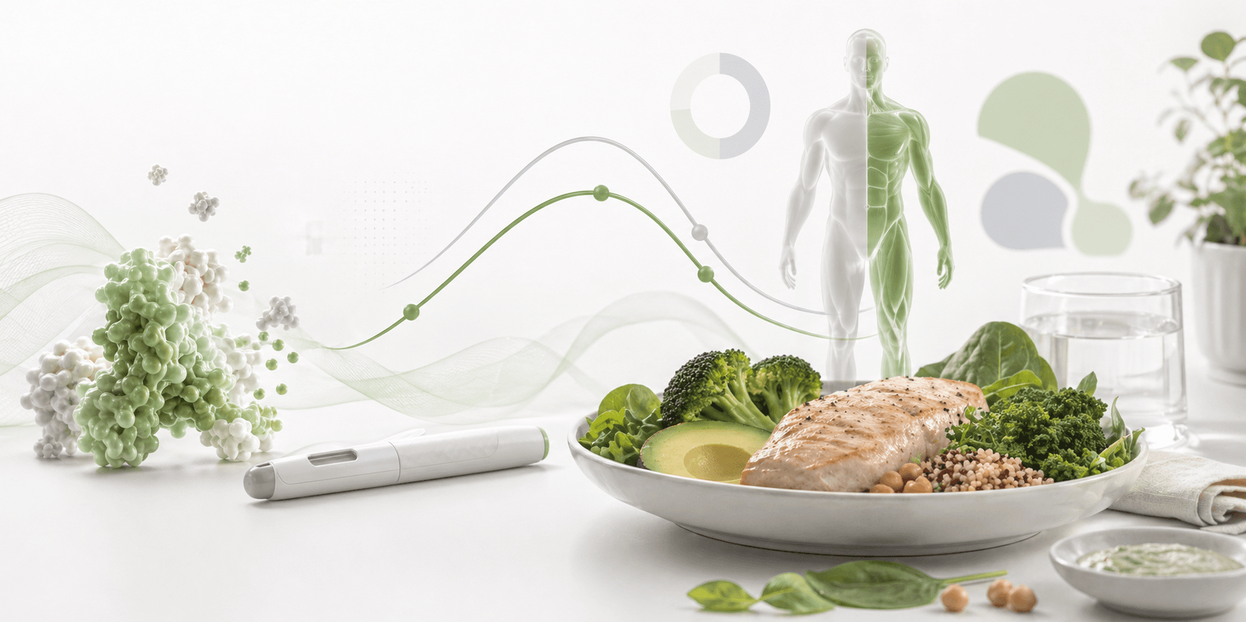 GLP-1 Diet and Body Composition Guide clinical research visual