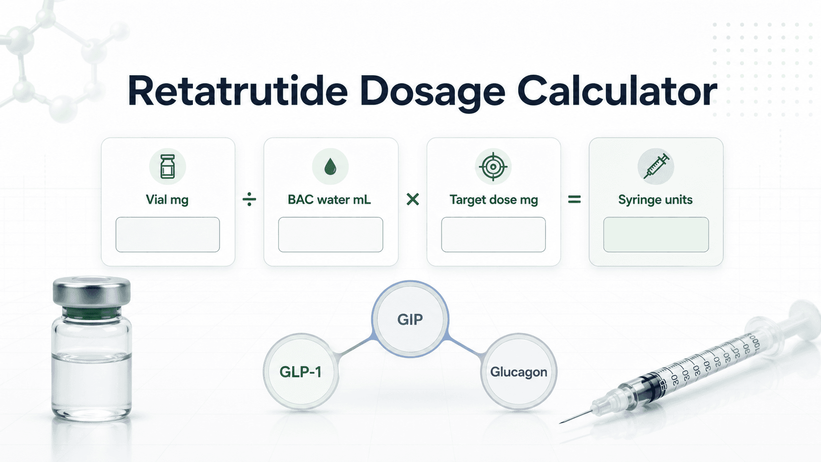 Retatrutide Dosage Calculator: Vial mg, BAC Water, Units, and Examples