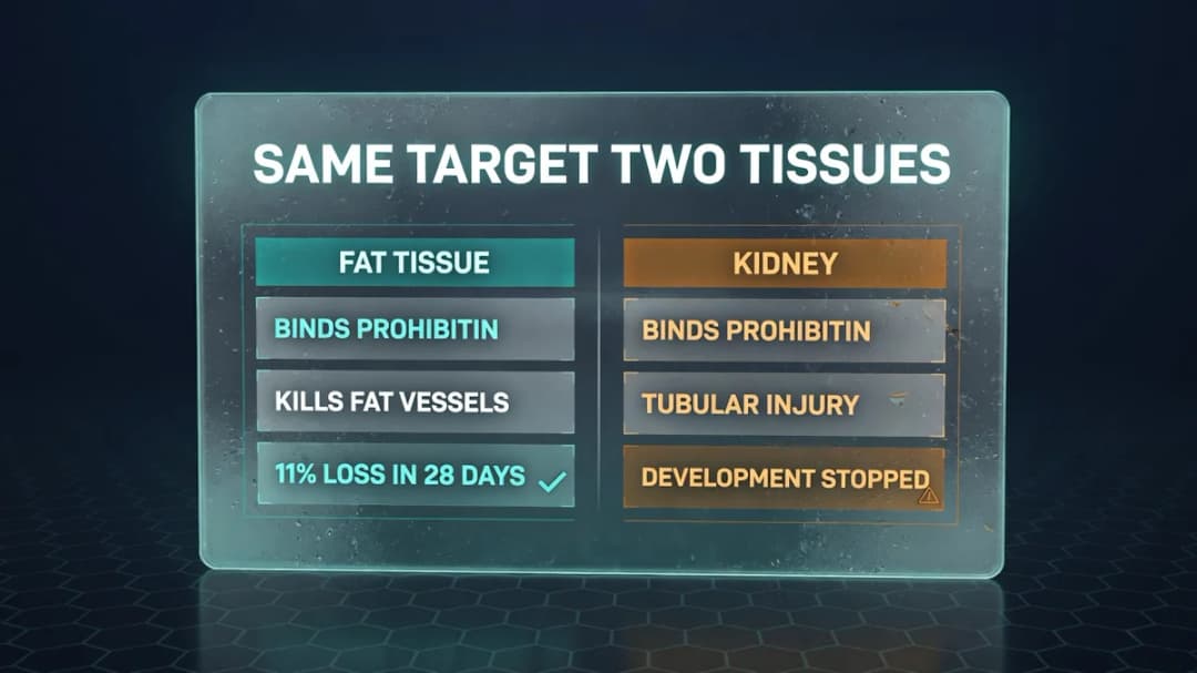 Diagram: how adipotide targets the blood supply to fat tissue