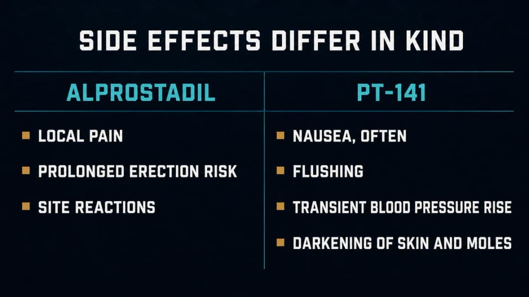 Comparison: how the side effects differ in kind