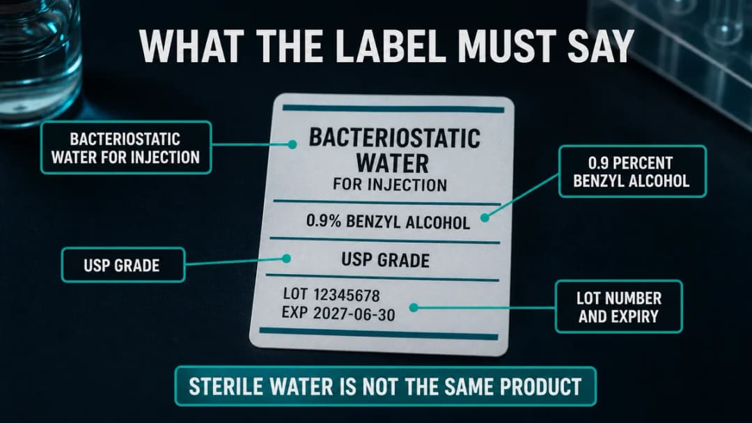 Card: what a bacteriostatic water label must say