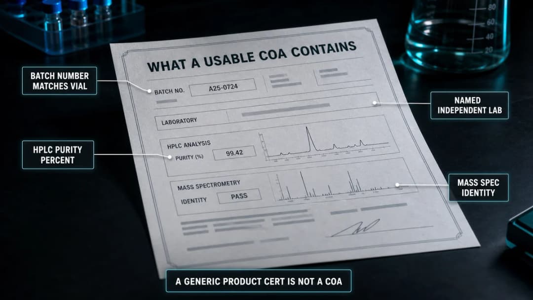 Document: what a usable cagrilintide certificate of analysis contains