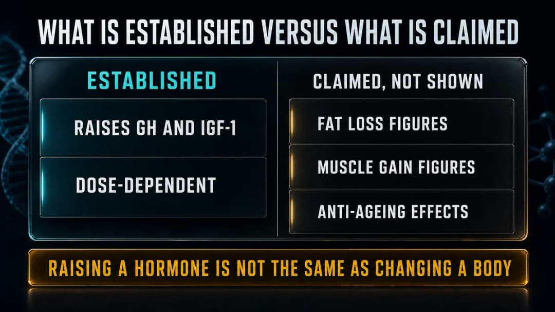 Card: what is established versus what is claimed for CJC-1295