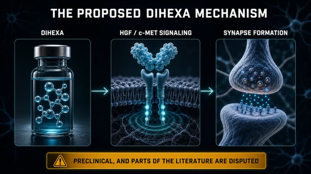 Diagram: the proposed Dihexa HGF and c-Met mechanism