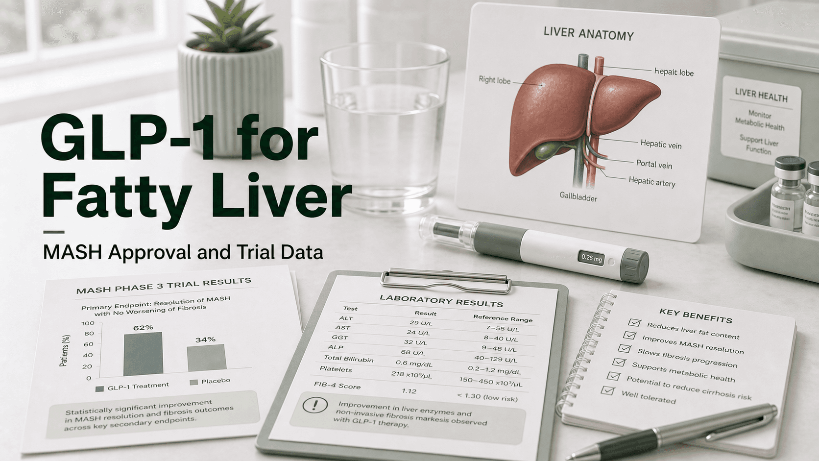GLP-1 for Fatty Liver: Wegovy's August 2025 MASH Approval, ESSENCE Trial Data, and How Semaglutide, Tirzepatide, and Retatrutide Compare article visual