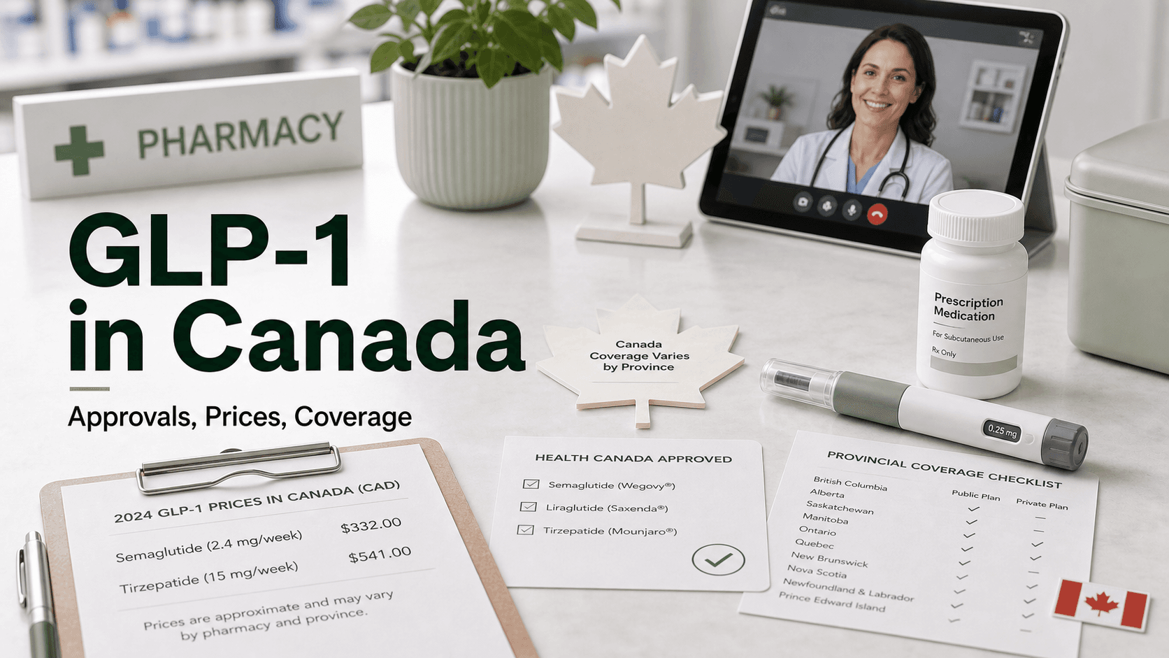 GLP-1 in Canada 2026: Approvals, CAD Prices, Provincial Coverage, and Telehealth
