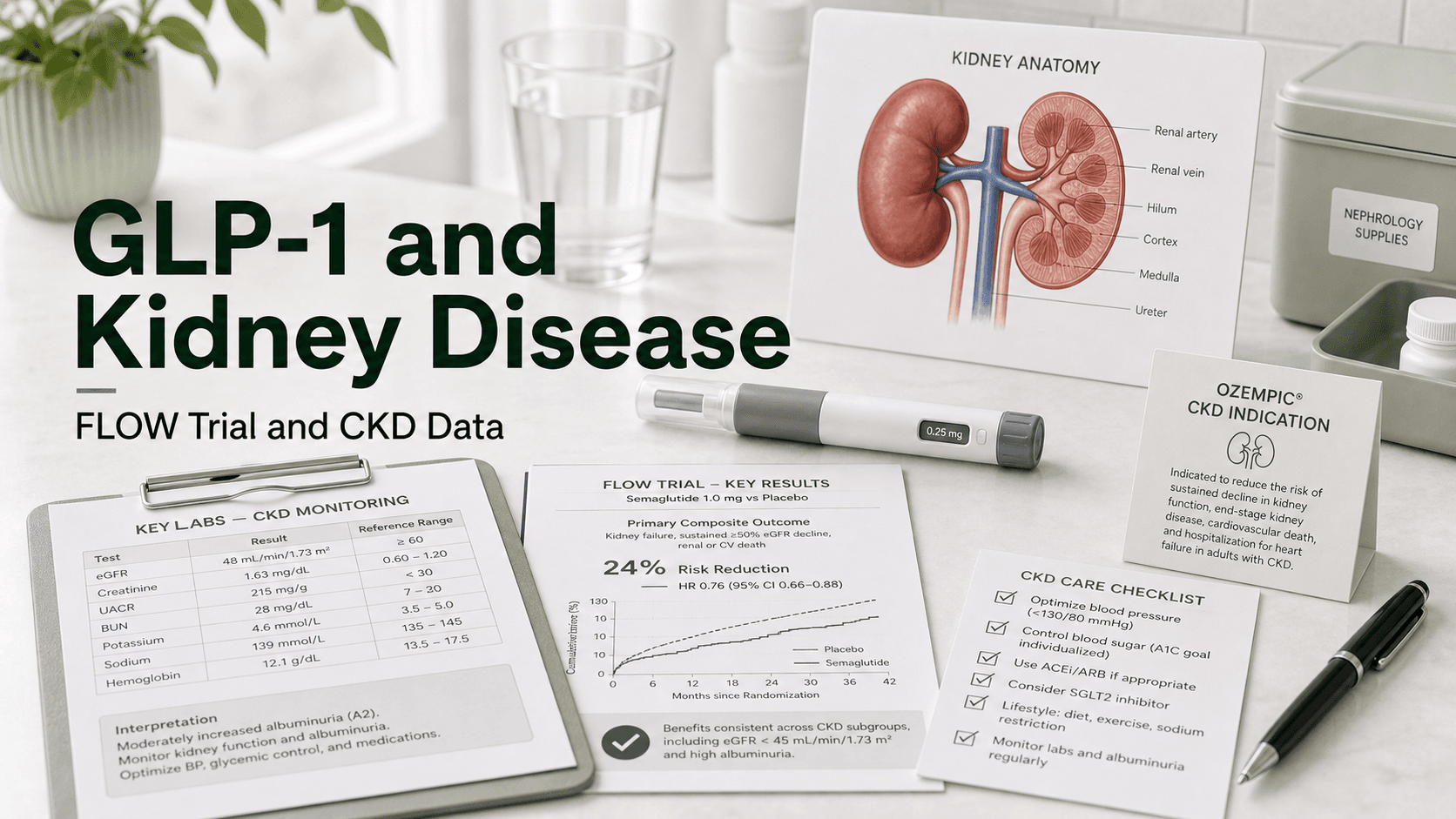 GLP-1 and Kidney Disease: FLOW Trial Data and Ozempic's FDA-Approved CKD Indication