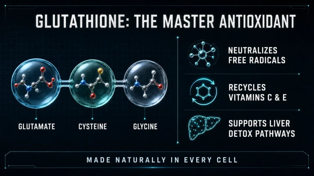 Diagram: glutathione structure and antioxidant role