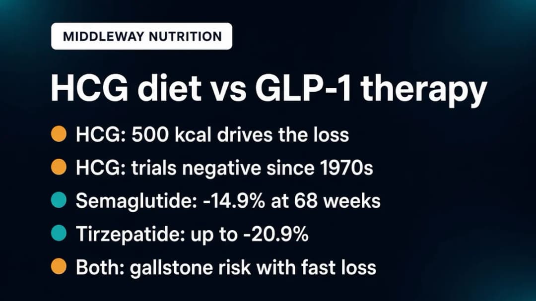 Comparison card: HCG diet vs GLP-1 therapy