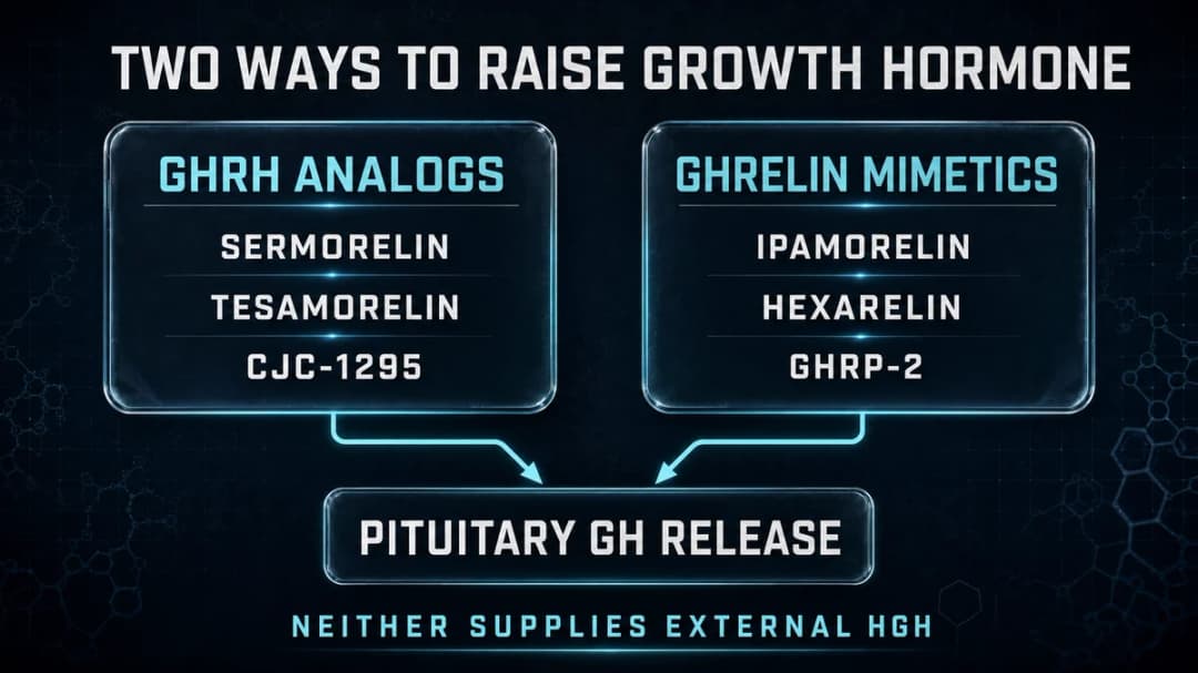 Diagram: GHRH analogs versus ghrelin mimetics