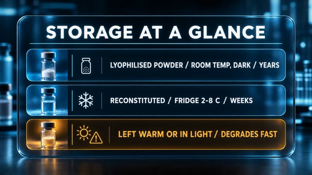 Card: GHK-Cu storage at a glance