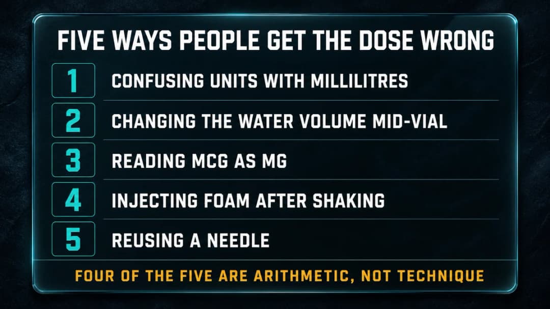 Card: five ways people get a reconstituted peptide dose wrong