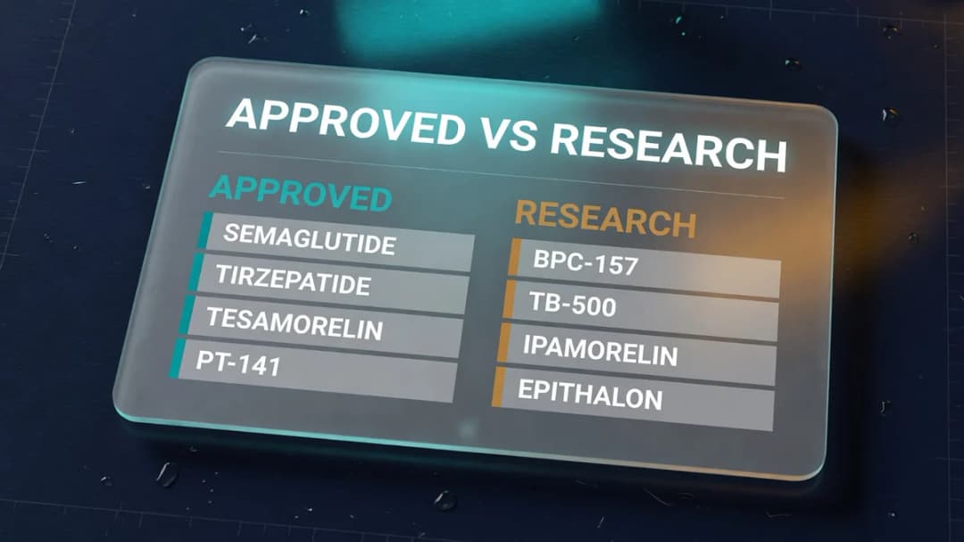 Table: peptides grouped by use, from weight loss to sleep