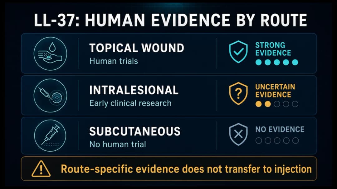 LL-37: Human evidence by route