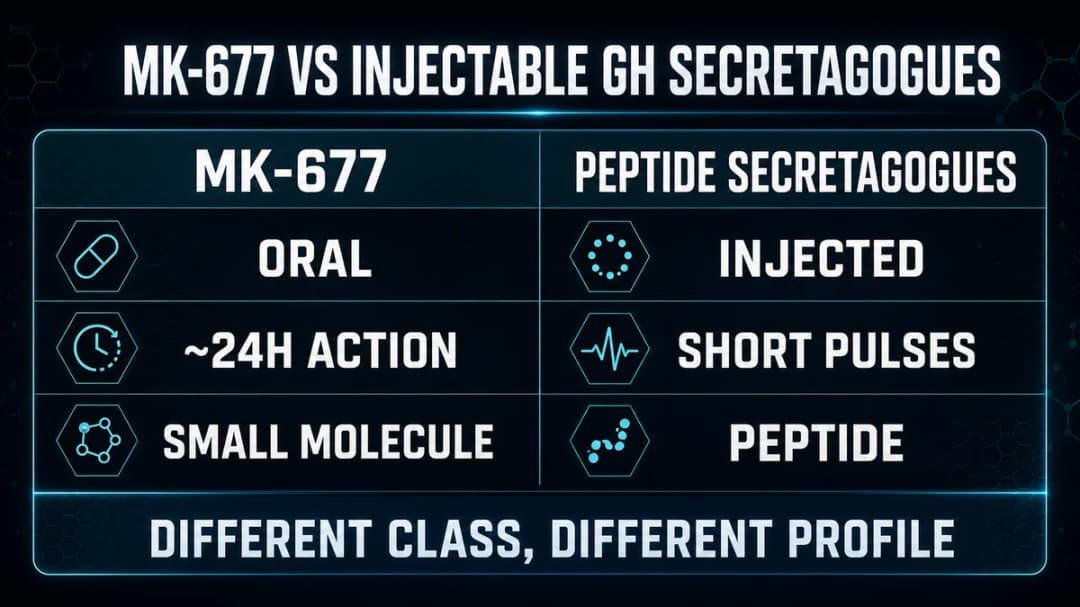 MK-677 chart: MK-677 vs injectable GH secretagogues