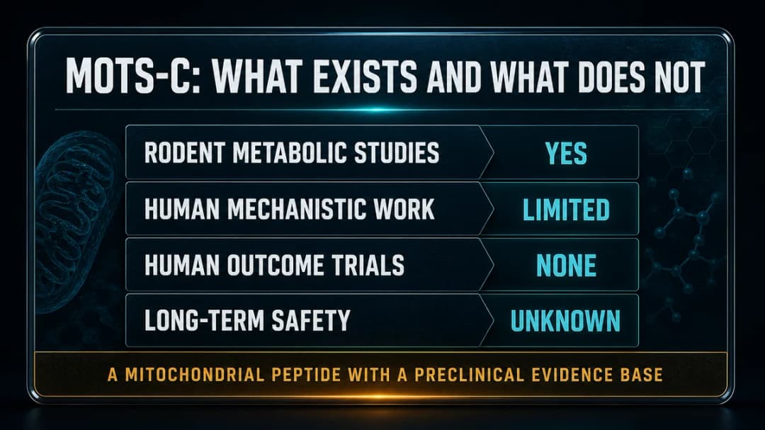 Card: MOTS-c evidence, what exists and what does not