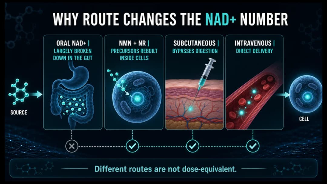 NAD+: Why route changes the NAD+ number