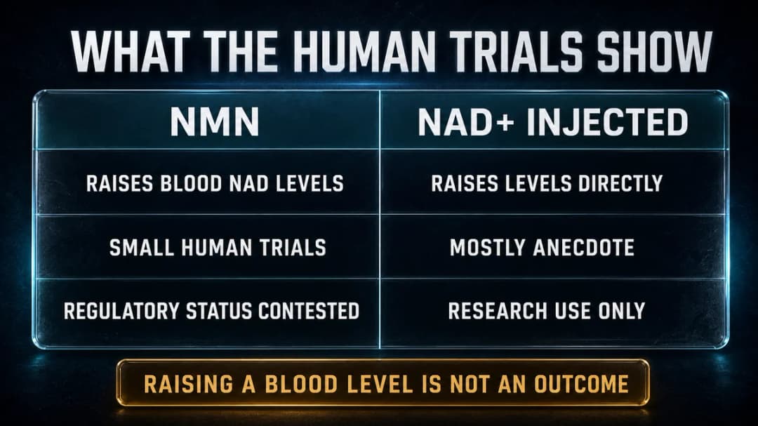 Comparison: what the human trials show for NMN and NAD+
