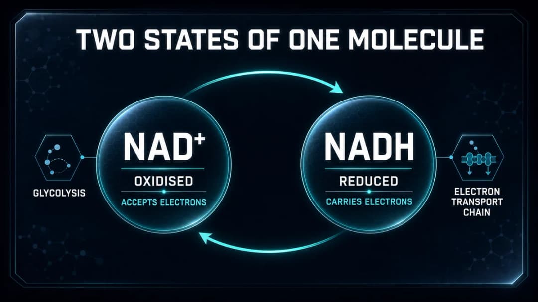 Diagram: NAD+ and NADH as two states of one coenzyme