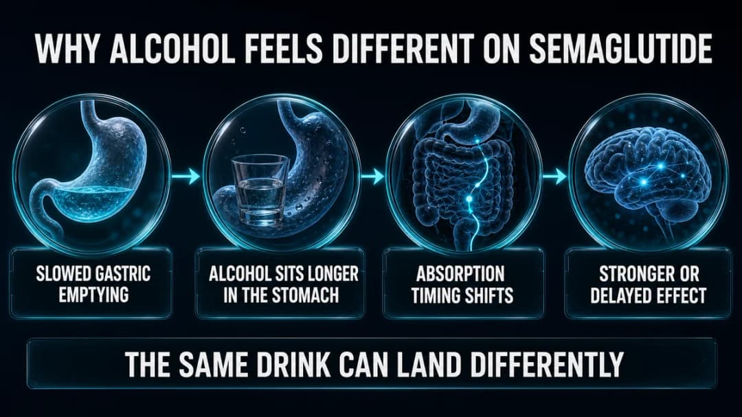 Diagram: why alcohol feels different on semaglutide