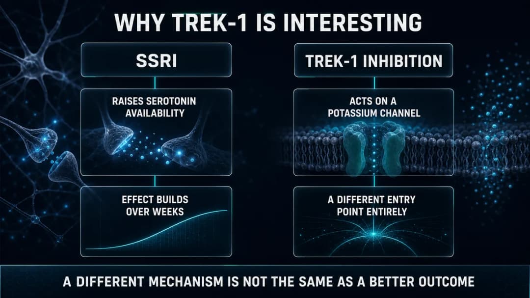 Diagram: why the TREK-1 channel is the interesting target