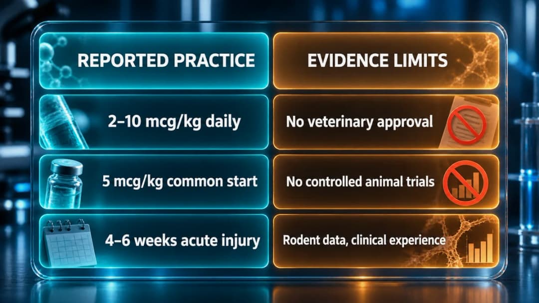 Table: peptide dosage by bodyweight across species