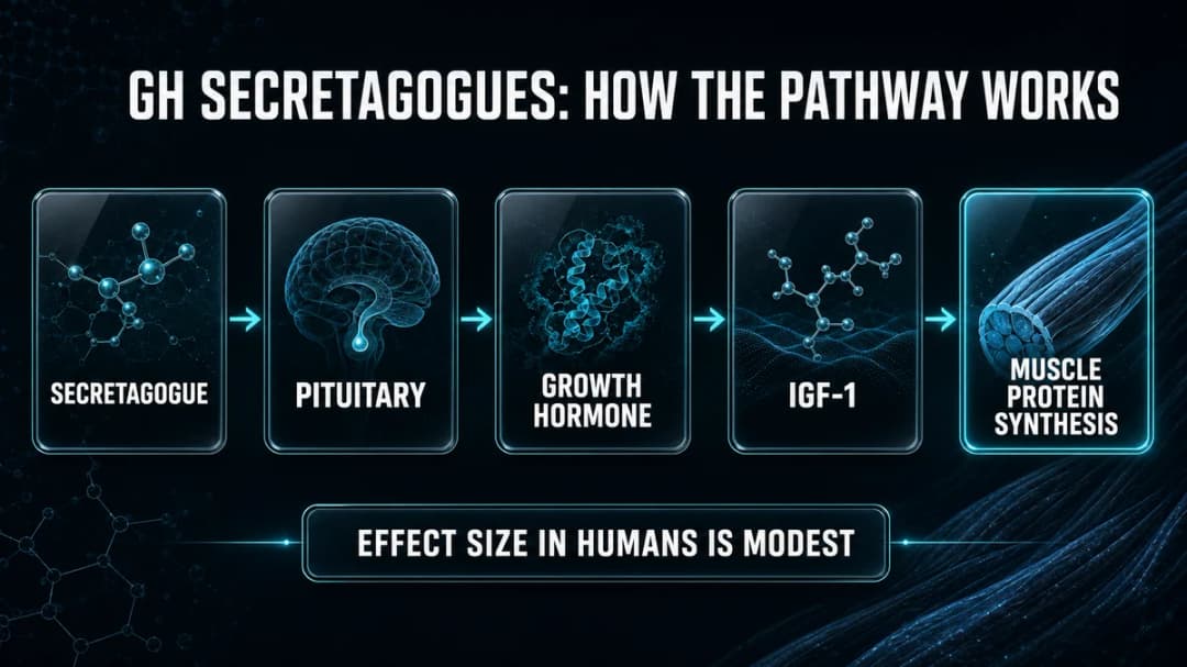 Diagram: how GH secretagogues signal to muscle