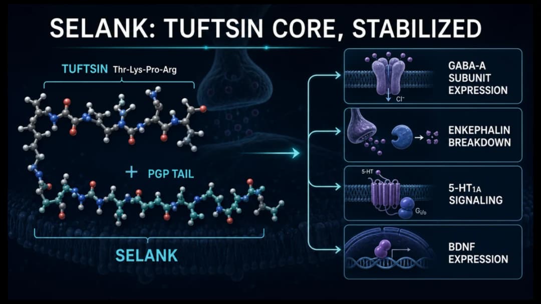 Selank: Tuftsin core, stabilized