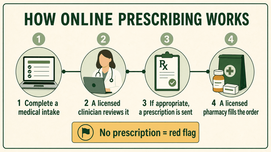 Four-step guide to obtaining a semaglutide prescription online through a licensed clinician and pharmacy