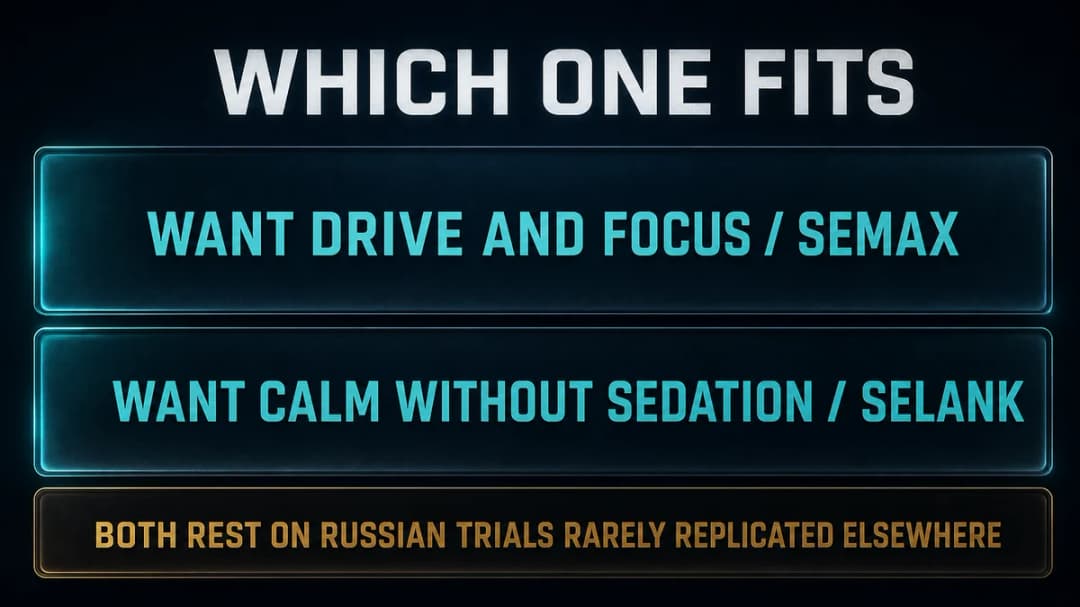 Card: which of Semax or Selank fits which goal