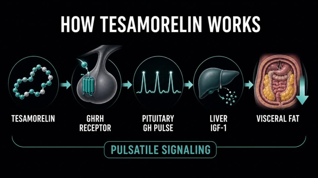Tesamorelin: Mechanism of action diagram