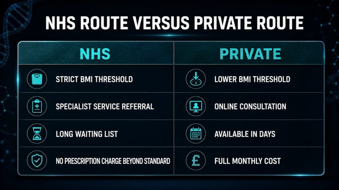 Comparison: the NHS route versus the private route