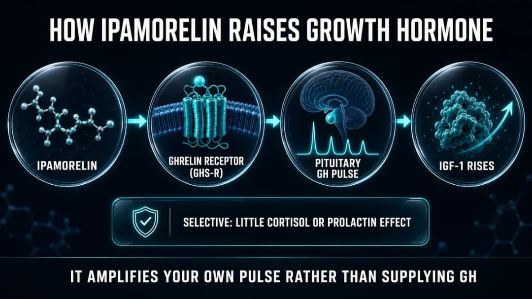 Diagram: how ipamorelin raises growth hormone