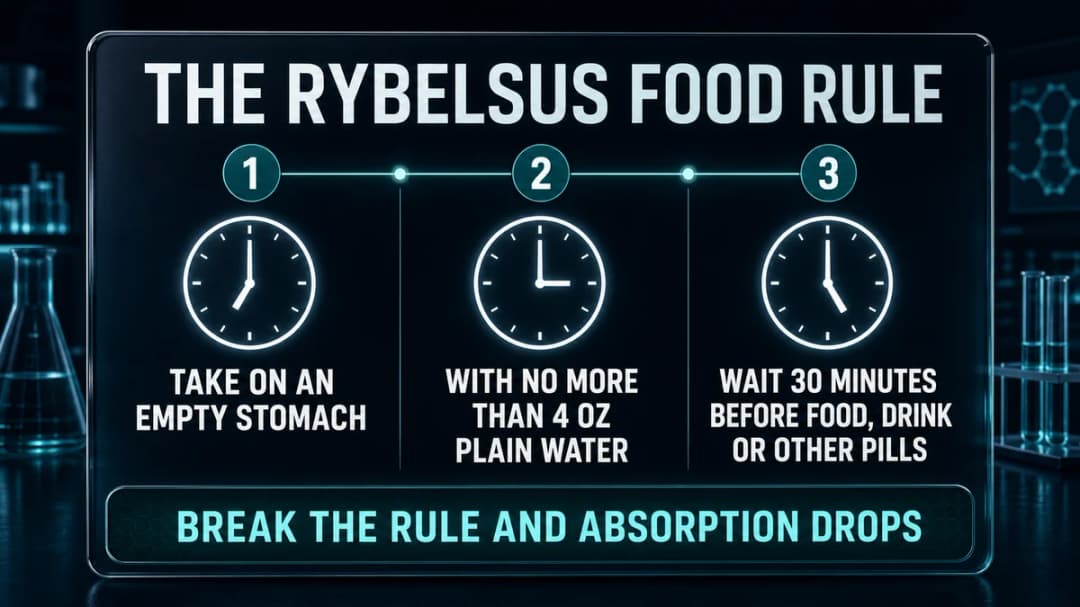 Card: the Rybelsus empty-stomach dosing rule