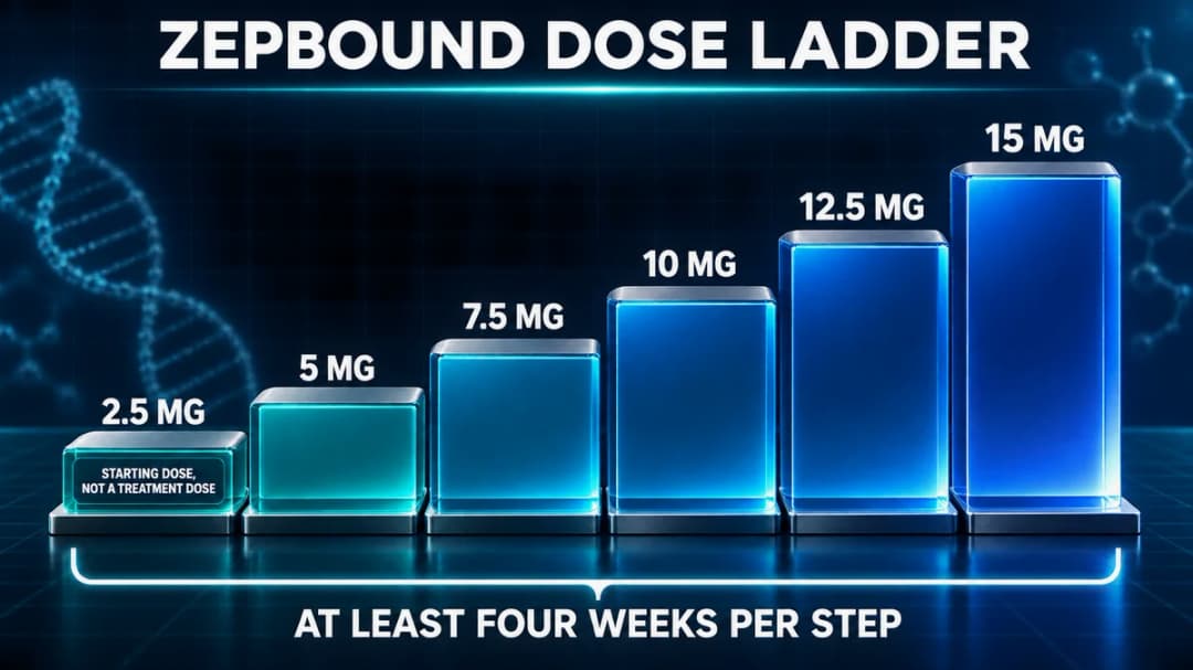 Chart: the Zepbound dose ladder from 2.5 mg to 15 mg